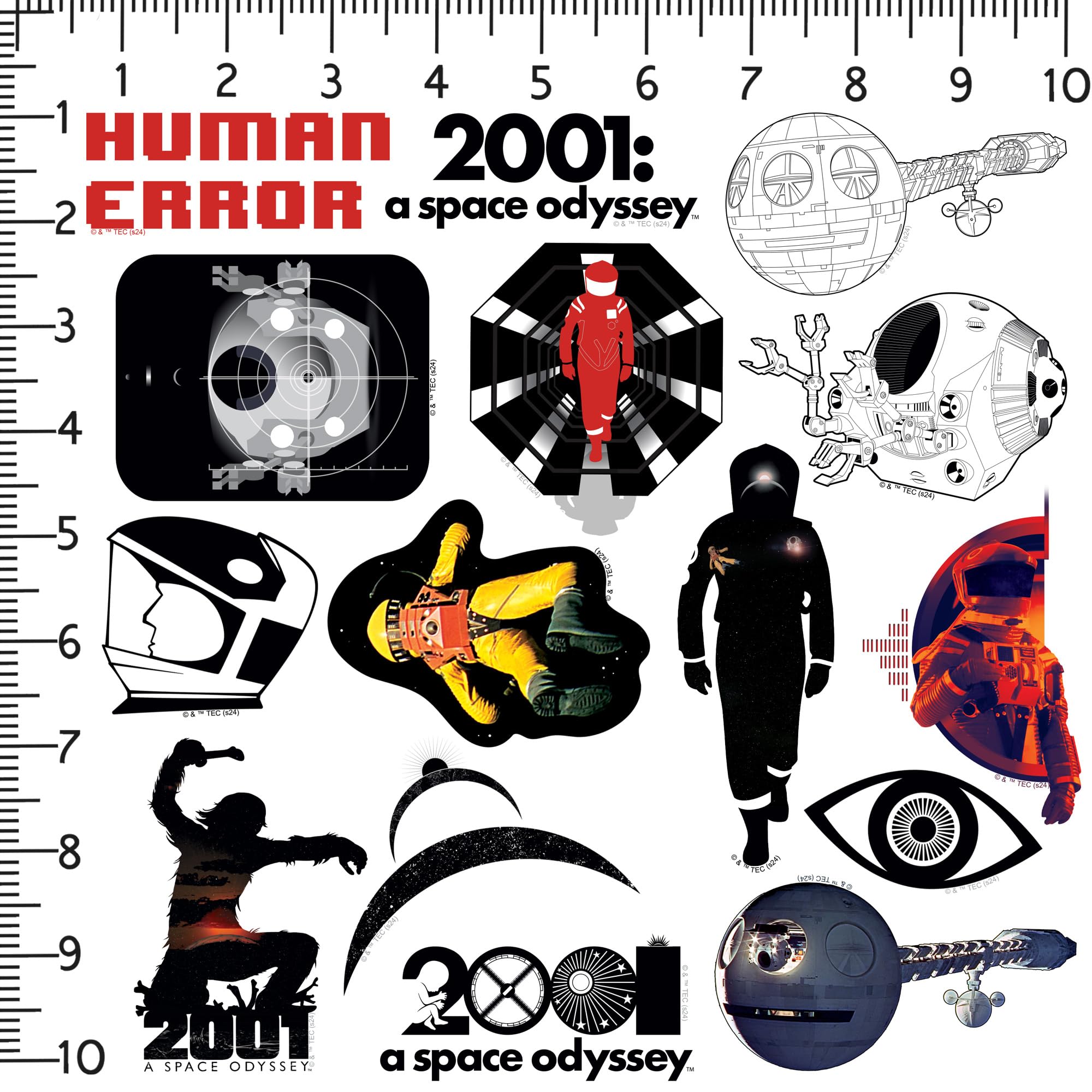 2001: A Space Odyssey Vinyl-Aufkleber, groß, 50 Stück, für Laptop, Wasserflasche, Scrapbooking, Tablet, Skateboard, drinnen und draußen