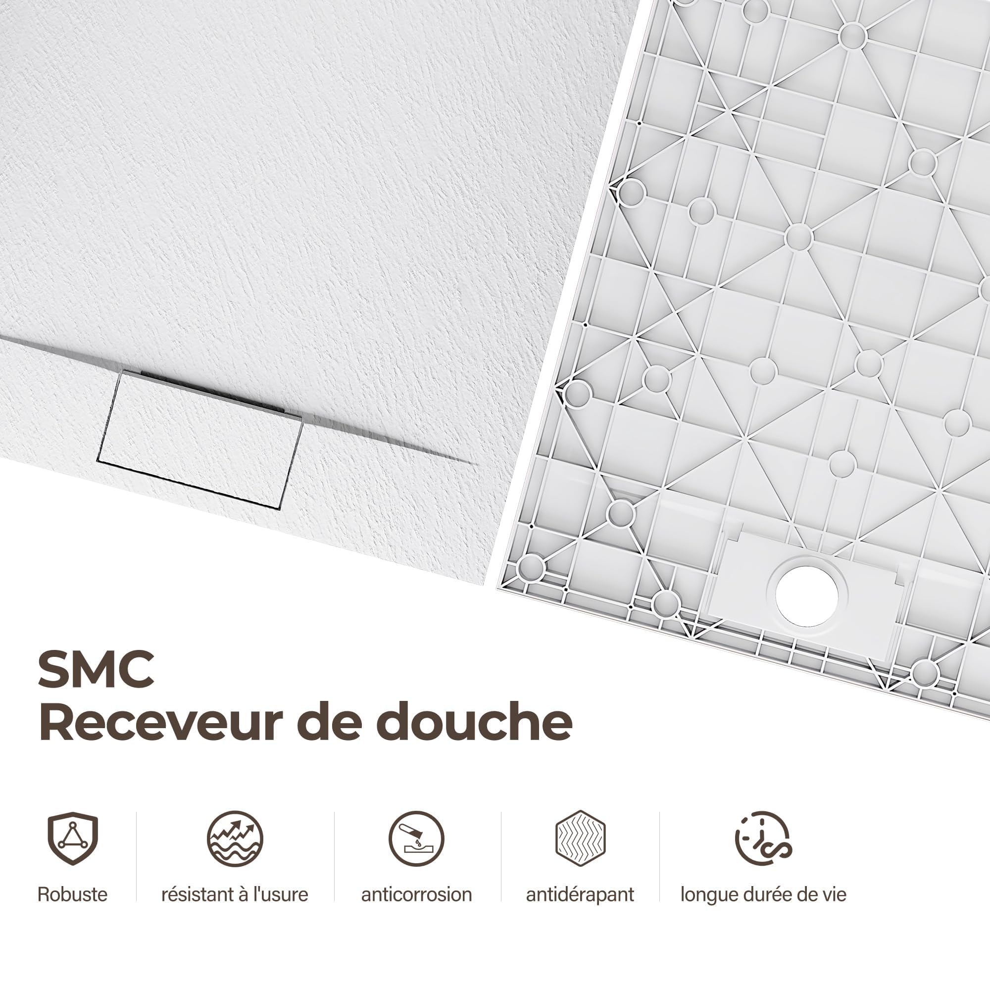 SIRHONA Receveur de Douche, avec Bonde 140x90x3.2cm