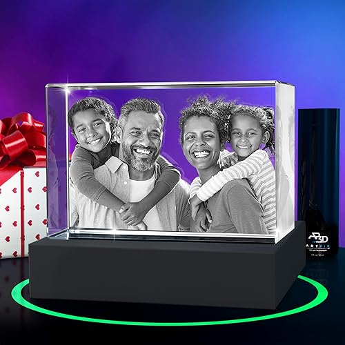 Miniatura 22 de ArtPix - Foto 3D de cristal de alta calidad, regalos para papá, mujeres, esposa, ella, abuelo, gran regalo personalizado con tu propia foto, grabado