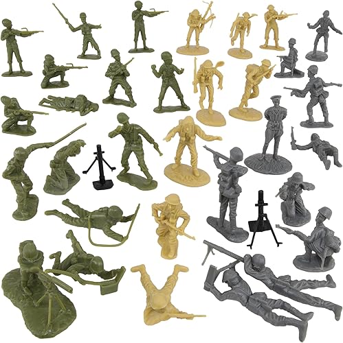 Miniatura 6 de BMC WW2 D-Day Plastic Army Men - 34 figuras de soldado estadounidense, británico, alemán