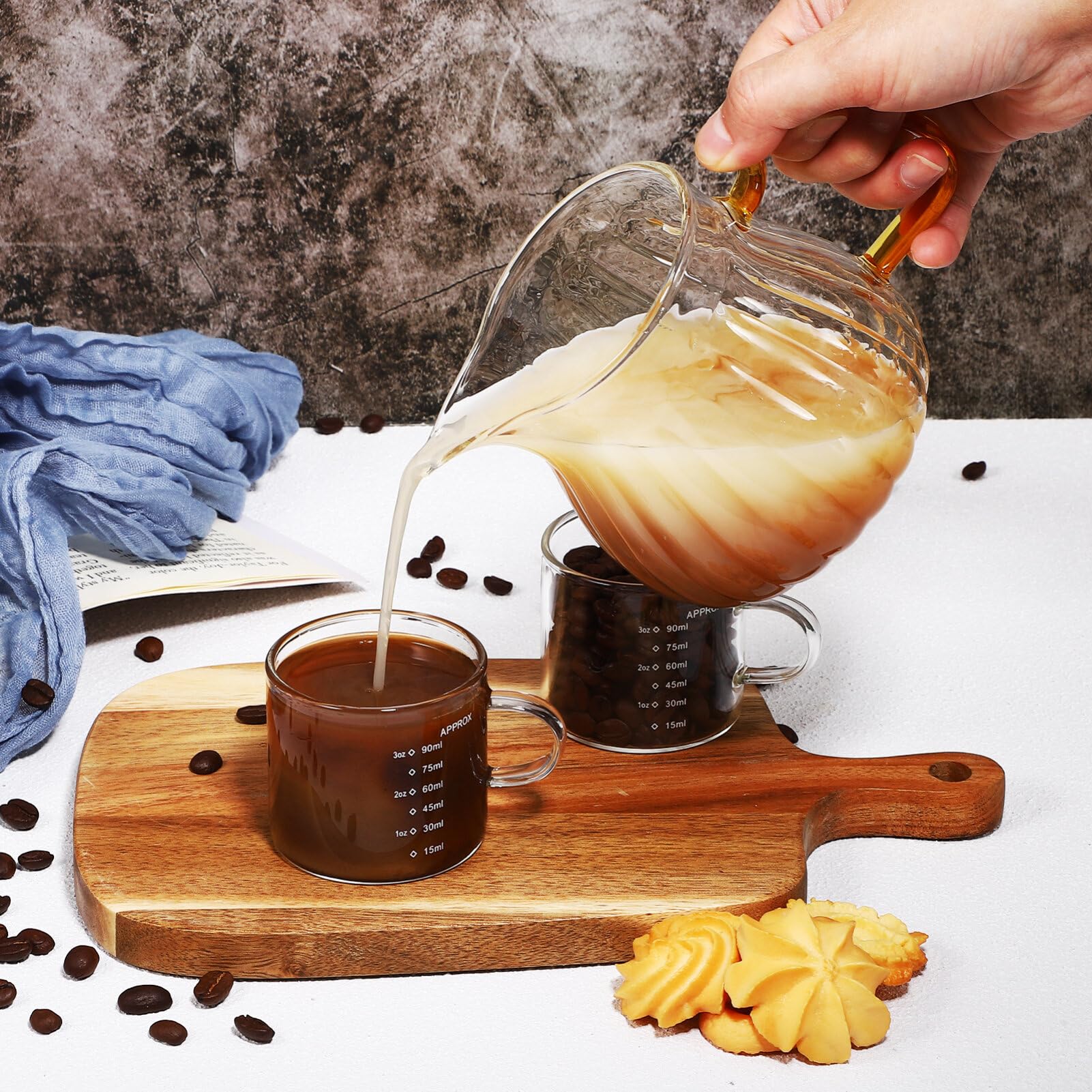 ABOOFAN 2 Pcs Espresso Glasses Small Glass Pitcher Espresso Measuring Cup Espresso Shot Glasses Coffee Measuring Cup