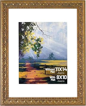Golden State Art 11x14 Frame White Mat for 8x10 Picture Bronze Real Glass
