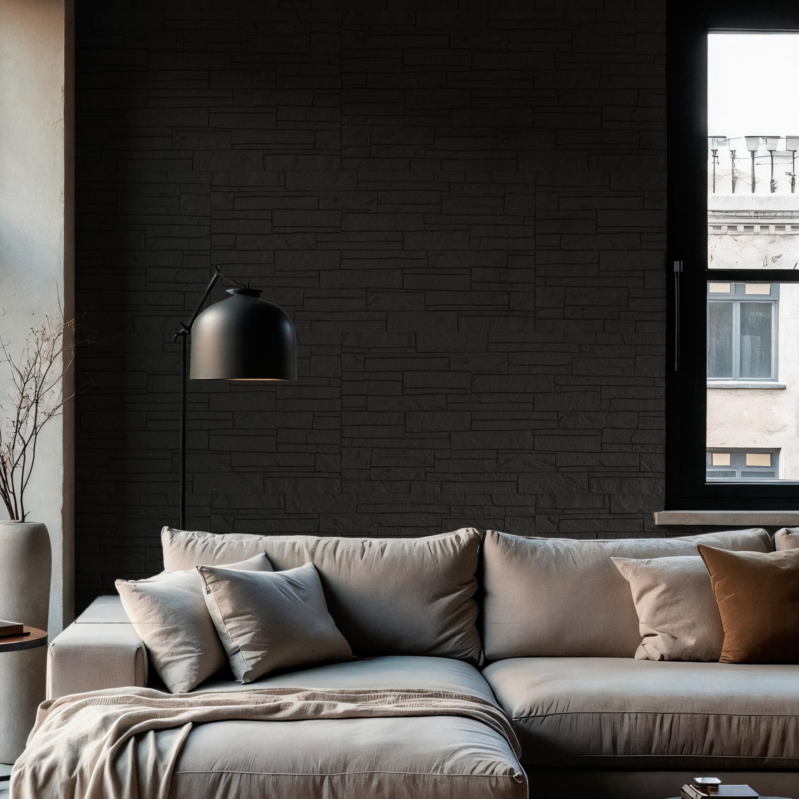 eacommerce | Pannelli a muro 3D | Set 4 pezzi, poliuretano, effetto pietra, 120x60x2,5 cm | Isolante termico e acustico, autoestinguente, resistente umidità | Decorazione realistica (Grigio Ardesia)