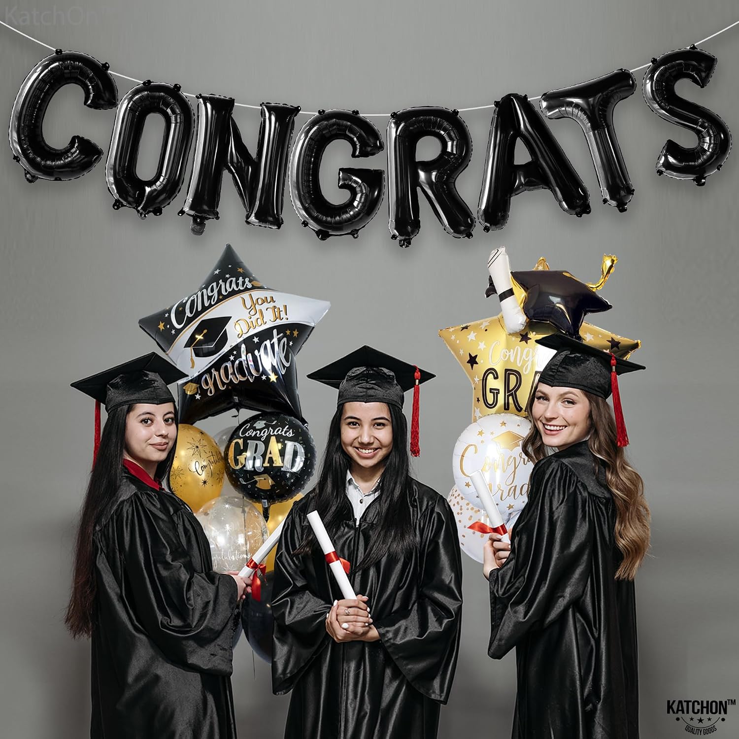 KatchOn, Black Congrats Class of 2024 Balloons - 16 Inch | Graduation Balloons, Graduation Decorations Class of 2024 | Congrats Grad Balloons Graduation Balloons