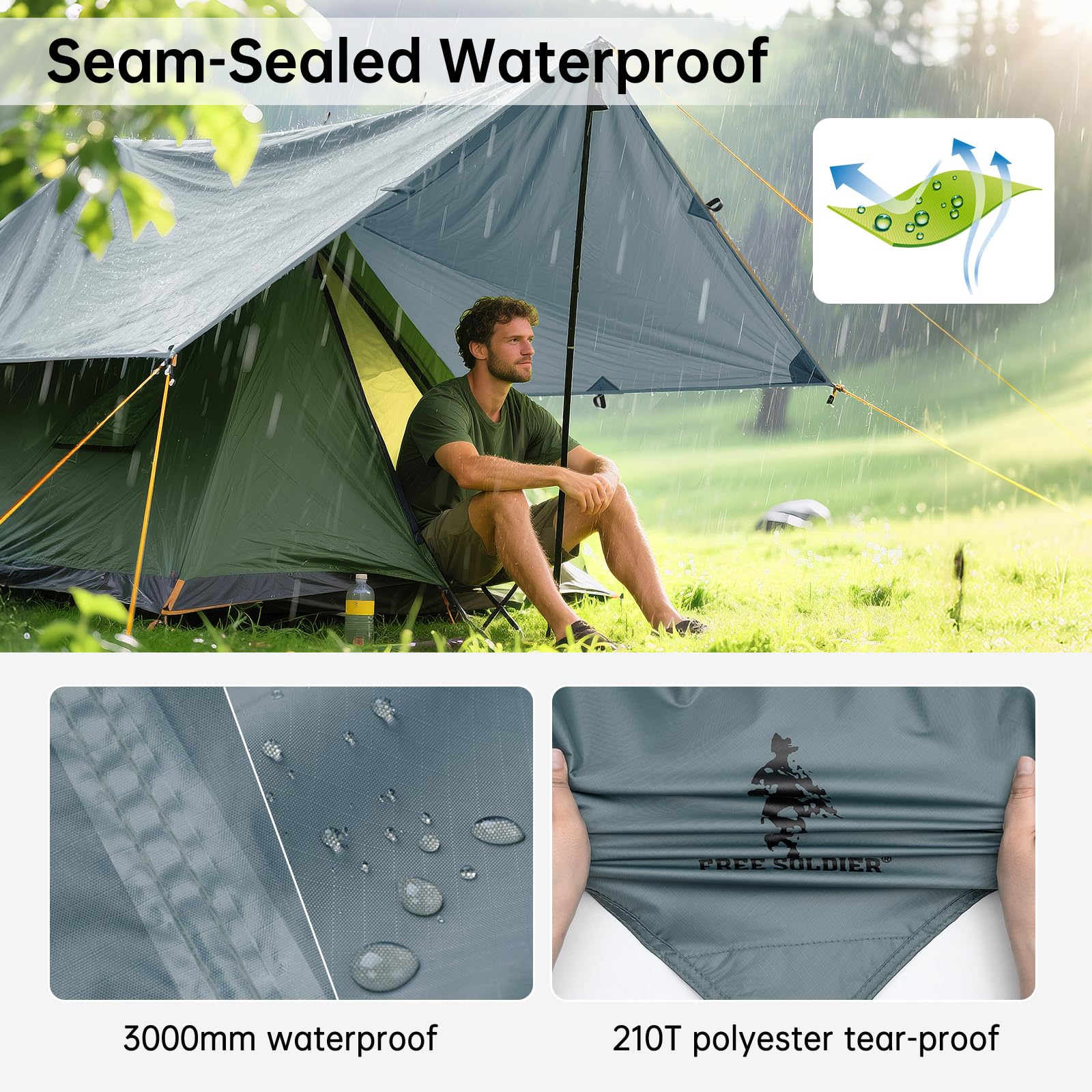 FREE SOLDIER 防水タープ 多機能 10×13フィート Amazon.co.jp: FREE SOLDIER Camping Tarp Waterproof Portable Tarp