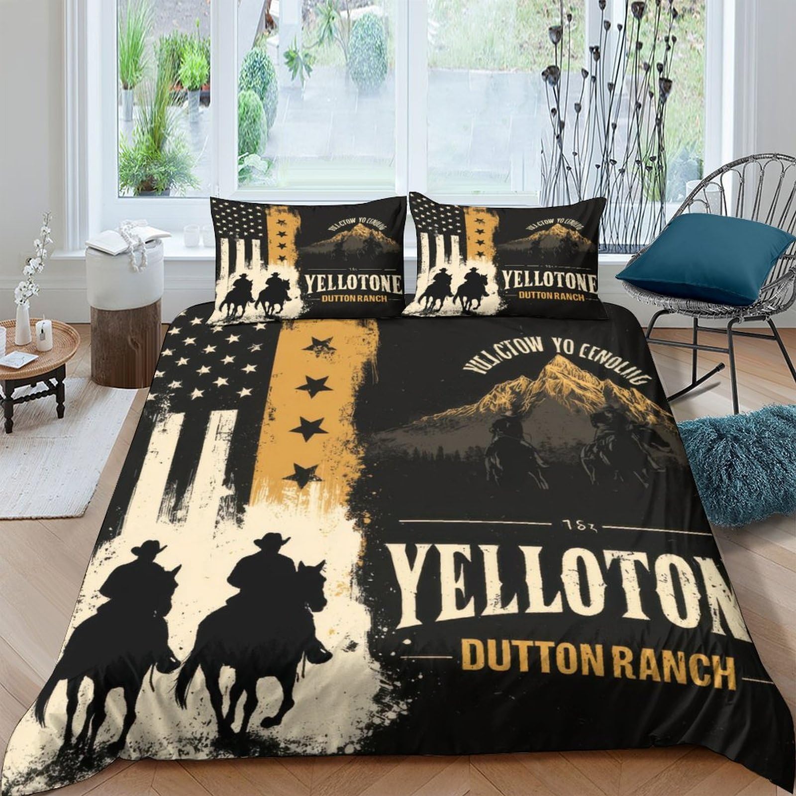 Ctjqhvkz Style-9 3D Printed Western Cowboy Fitted Sheet Microfiber American Flag Mountain Bed Cover For Bedroom Guest Room Decor Single（135X200cm）
