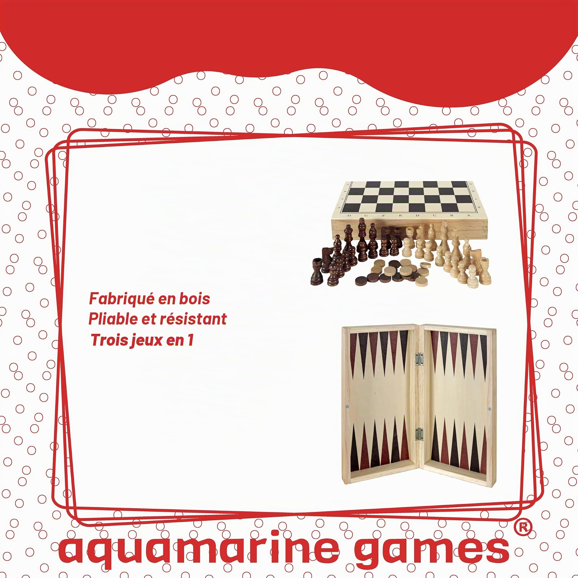 Aquamarine Games Compudid CP1070 Jeu d’échecs, de Dames et de Backgammon dans Une Mallette