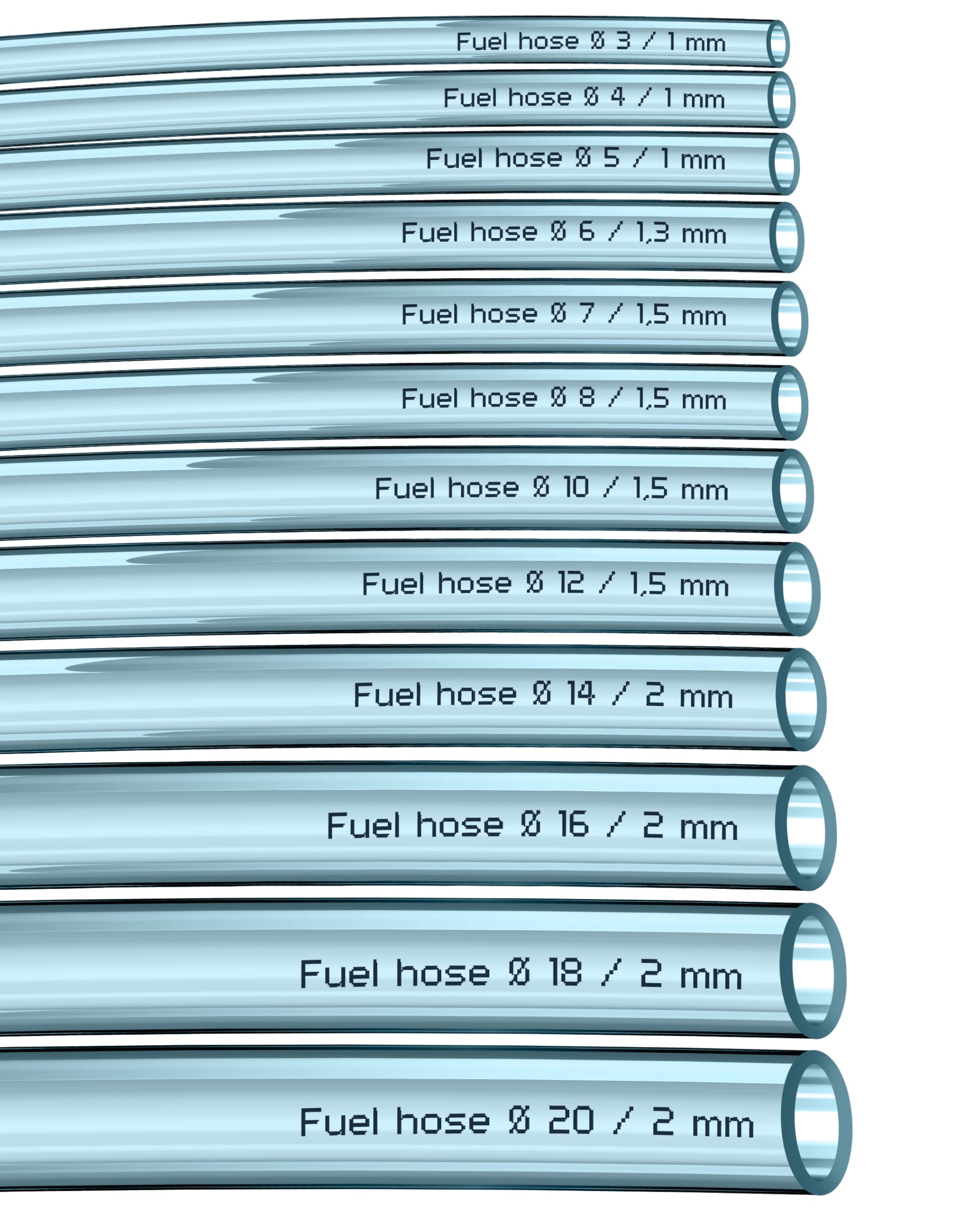 PVC Benzinschlauch Ölleitung Transparent Schlauchleitung Kraftstoffschlauch Wasserschlauch Aquariumschlauch Luftschlauch (Innen Ø: 7,0 mm/Außen Ø: 10,0 mm)