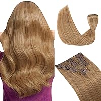Vista 13 de Extensiones de cabello con clip, cabello humano Remy, extensiones de cabello largo lacio de una pieza con 5 clips, con gancho para colgar