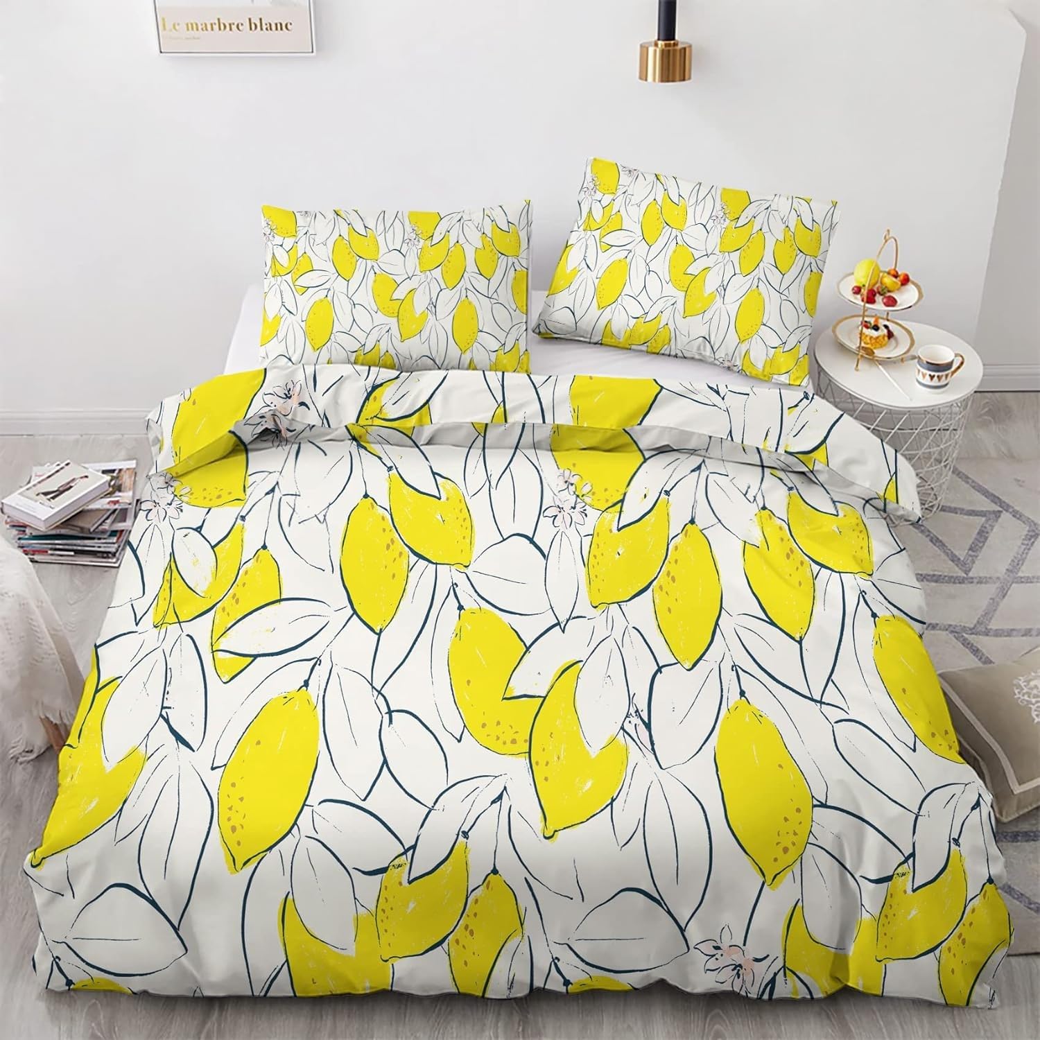 Parure de lit 200x200 cm motif fruits pour une chambre d'amis fraîche et accueillante