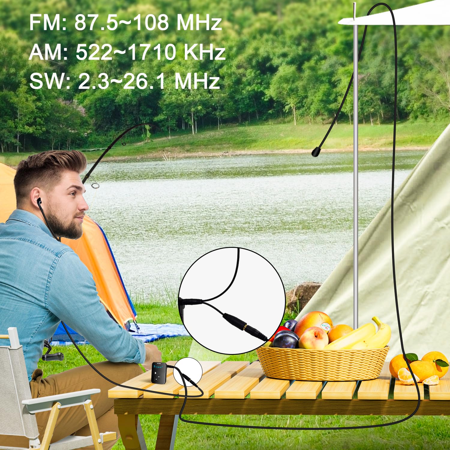 Tin-Nik AM FM SW UKW Mini-Radio: Gewicht 27 Gramm, Uhrgröße, Wiederaufladbares USB, Persönliches Taschenradio, OLED-Bildschirm, Clip, Tastensperre, Digitales Tuning, Timer, Stereo-Kopfhörer – FA298