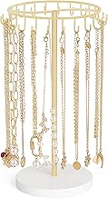 Mkono Necklace Holder Metal Jewelry Display Stand Necklace Organizer with 22 Hooks for Storage and Hanging Bracelet Keychain Home Room Decor for Women,Gold