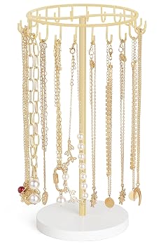 Mkono Necklace Holder Metal Jewelry Display Stand Necklace Organizer with 22 Hooks for Storage and Hanging Bracelet Keychain