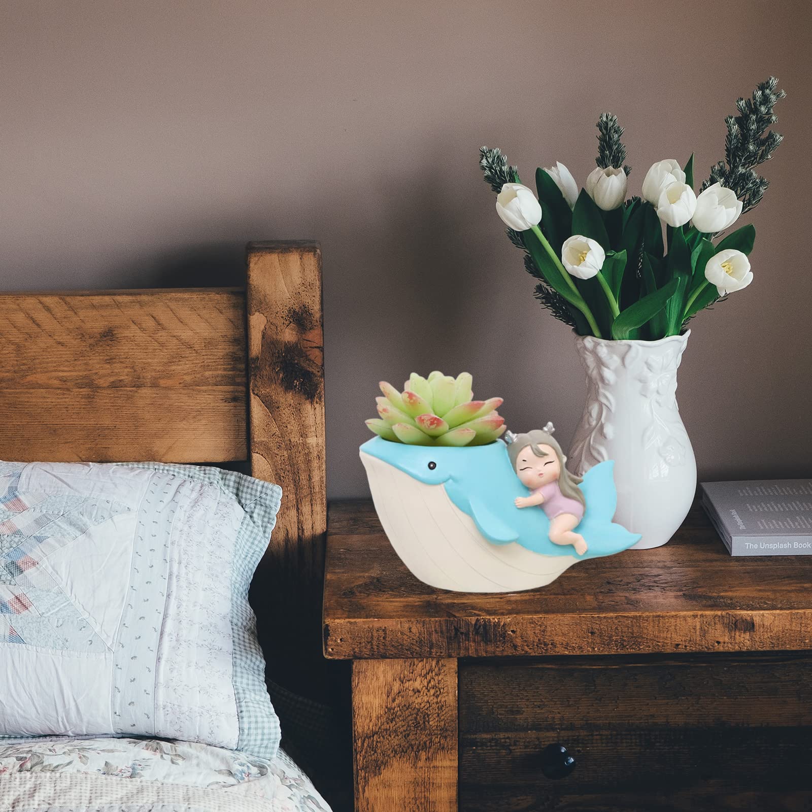 Whale Flower Pot Silicone Mold Home Ornaments Succulents Planter Mold Concrete Pen Holder Mold for Making Craft