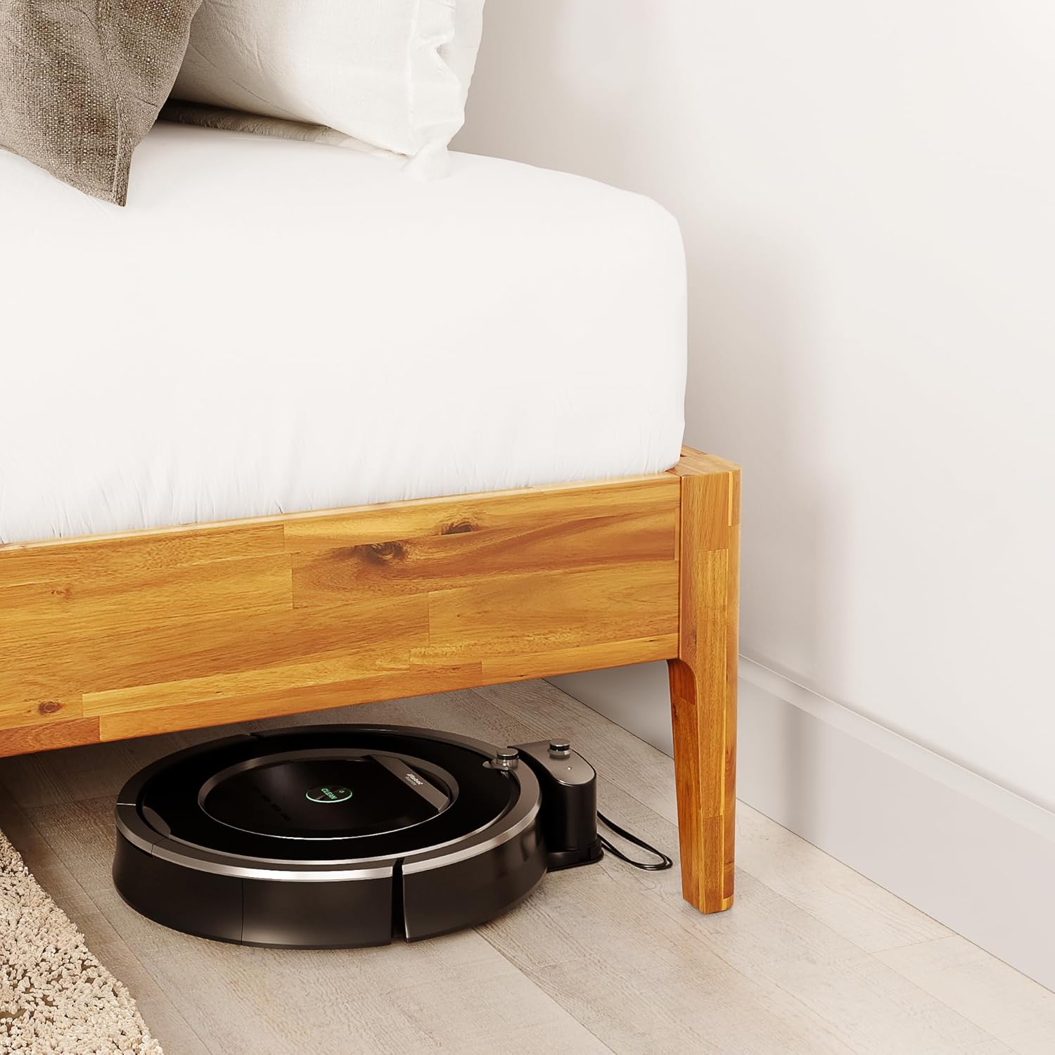 Camila Luxury King Size Bed Frame - 14'' Solid Wood Platform, Heavy Duty Acacia Wood Bed, Wooden Slats, No Box Spring Needed, Modern Design, Easy Assembly, King Size, Caramel Color