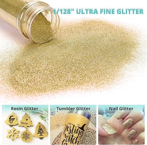 Miniatura 168 de HTVRONT Purpurina blanca fina holográfica – 1.76 oz de purpurina para resina, purpurina fina no tóxica para uñas, resina, fabricación de velas, Negro