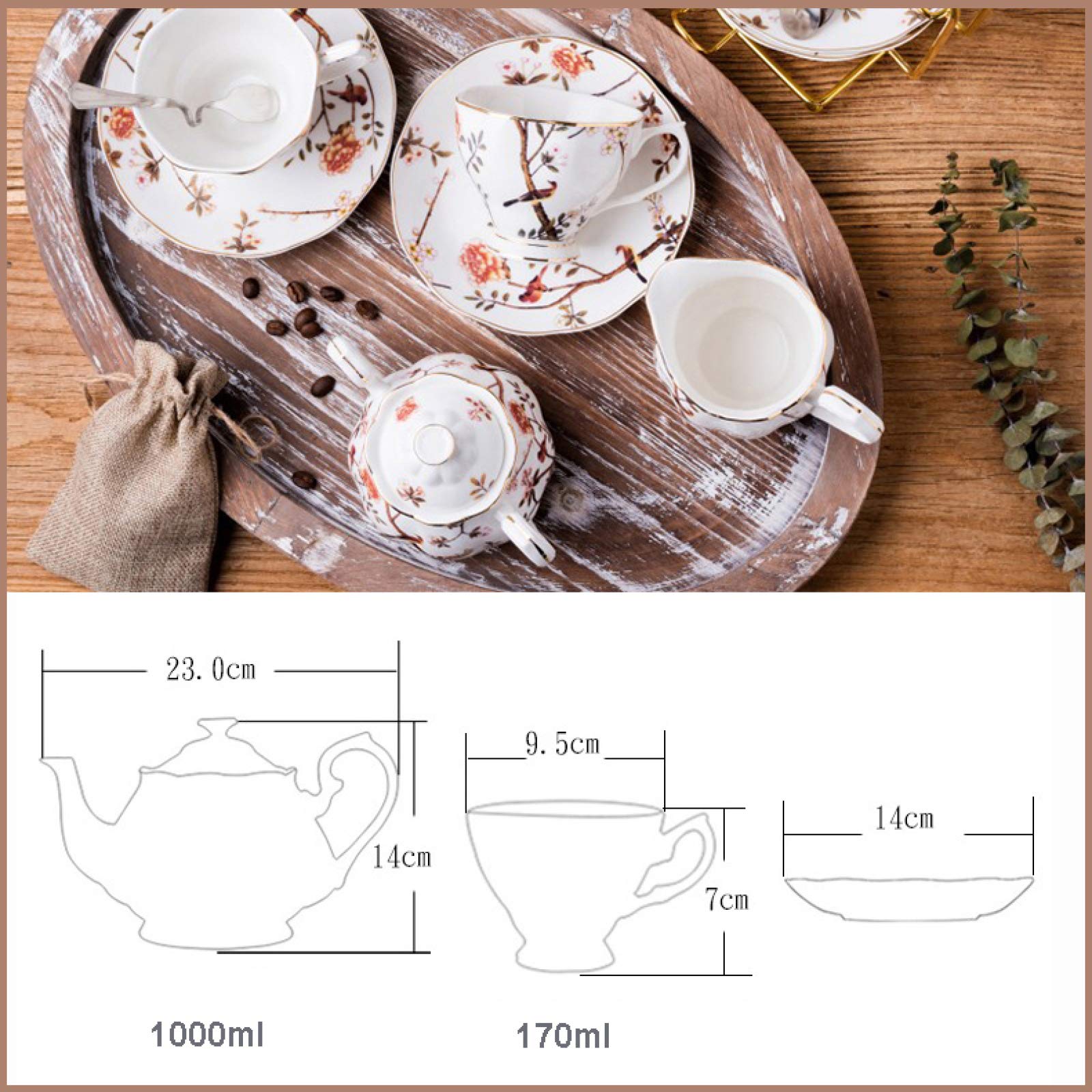 Utility 9 sztuk porcelanowe zestawy do herbaty dla dorosłych zestawy do kawy filiżanka i spodek do herbaty na podwieczorek ślubny serwis herbaciany wiejskie wiejskie czajniki Interesting