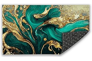 Teal and Gold Marble Mat: Illuminate Your Living Space