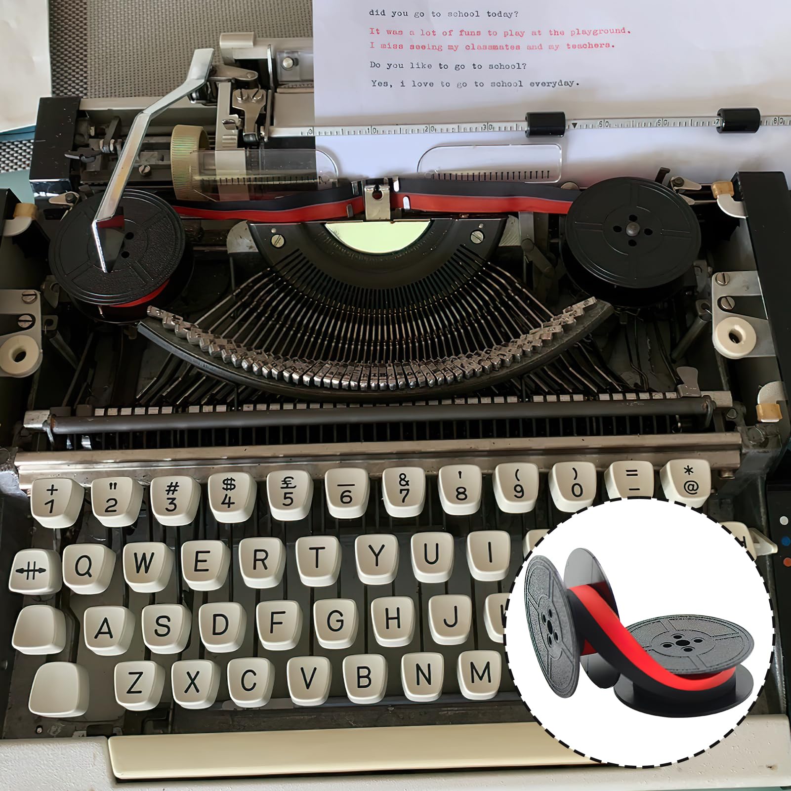 Nastri Per Macchina Da Scrivere GR4 - 2 Pezzi Bicolore Nero/Rosso, Nylon 10 M - Foto 9