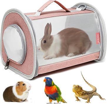 Guinea Pig Carrier Travel Small Animal Carrier Bag Lizard Bird Rabbit Carrier Cage Squirrel Breathable Bag Portable Travel Hamster Small Pet Hangbag Large, Pink