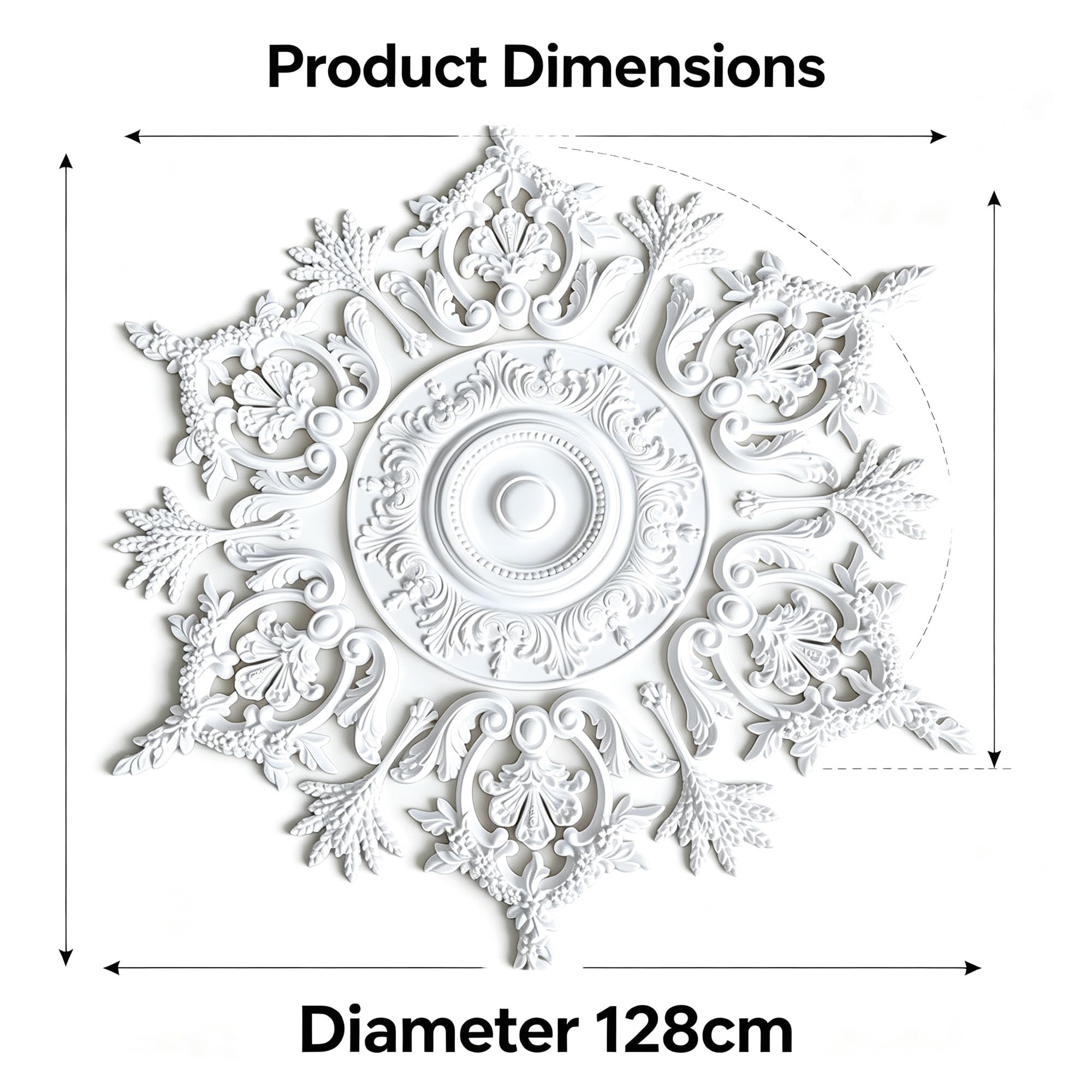 128cm Rosone Lampadario Soffitto Bianco Polistirolo Decorativo