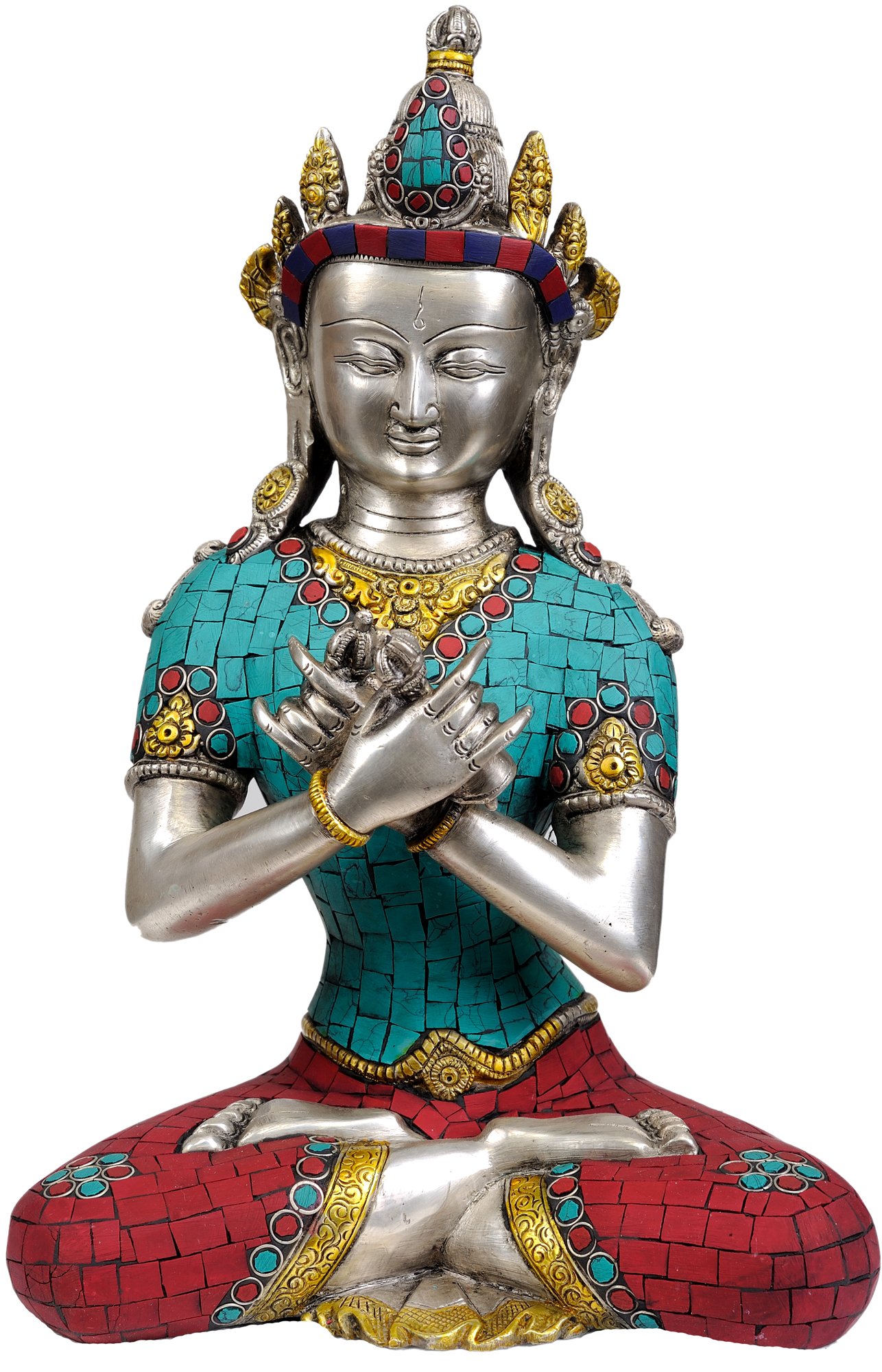 Bouddha Vajradhara laiton Mudra sculpture tibétaine Exotic India