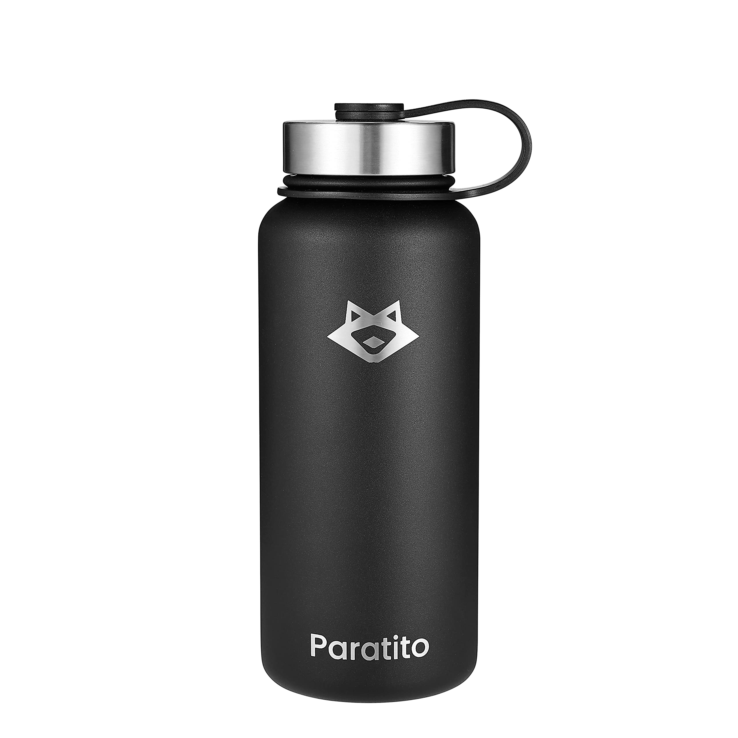 Bottle Base 4 w 1, krawędź do zestawów do herbaty i owoców, bez BPA, 1 litr (butelka izolacyjna ze stali nierdzewnej + podstawowa nasadka) (matowa czarna)