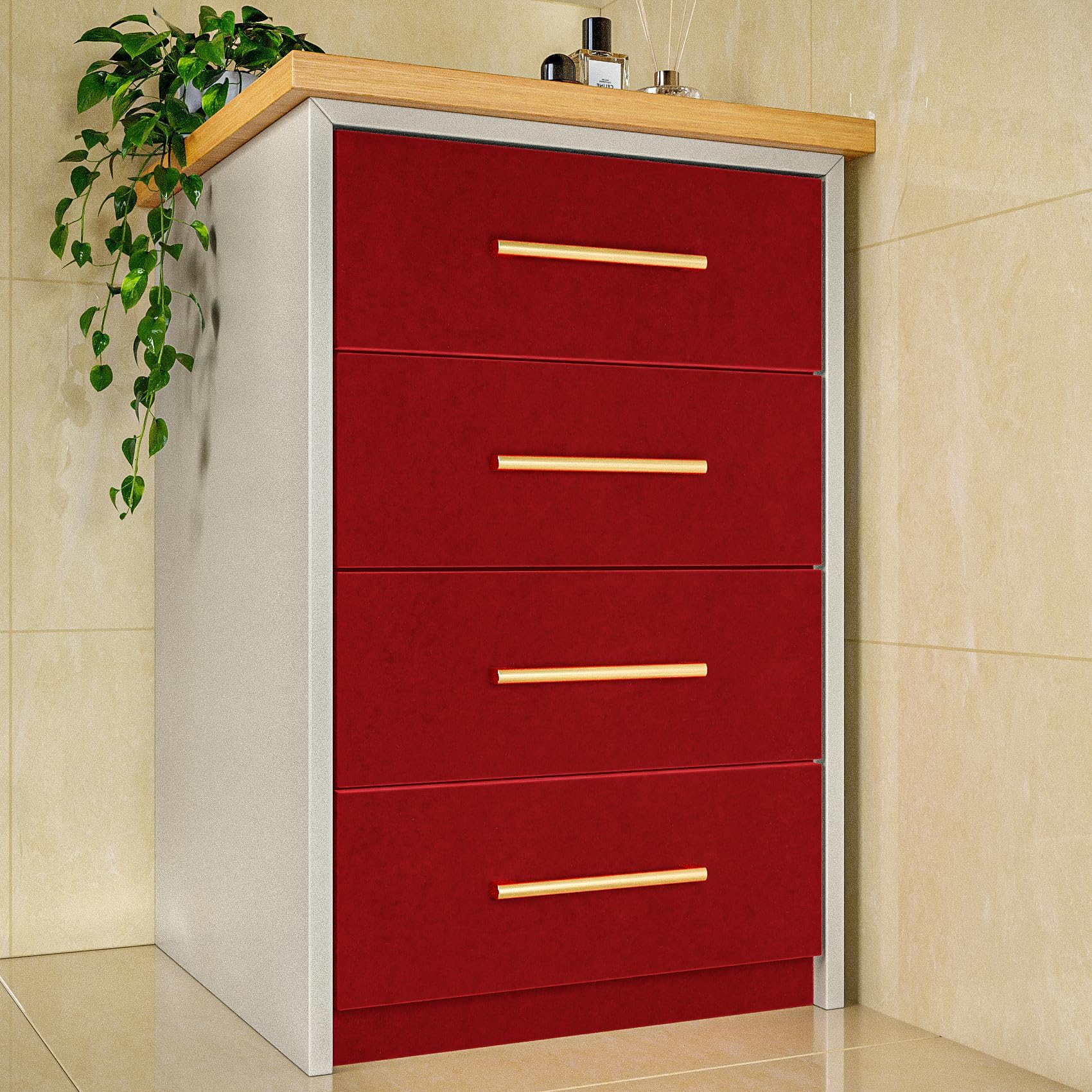 Decotalk Papier Peint Adhesif Mural Rouge Foncé Velours 40X500cm Adhésif Pour Meuble Rouge Revetement Mural Papier Peint Autocollant Vintage Rouleau Adhésif Pour Salon Chambre Escalier Grenier