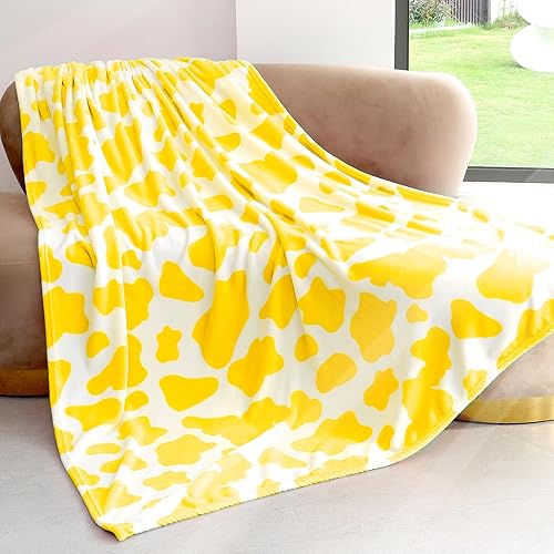 Yellow Fleece Blanket Twin Size Lightweight Fuzzy Soft Throw 60x80 Inch Light Yellow Twin Blanket for Couch Bed Sofa Camping Traveling