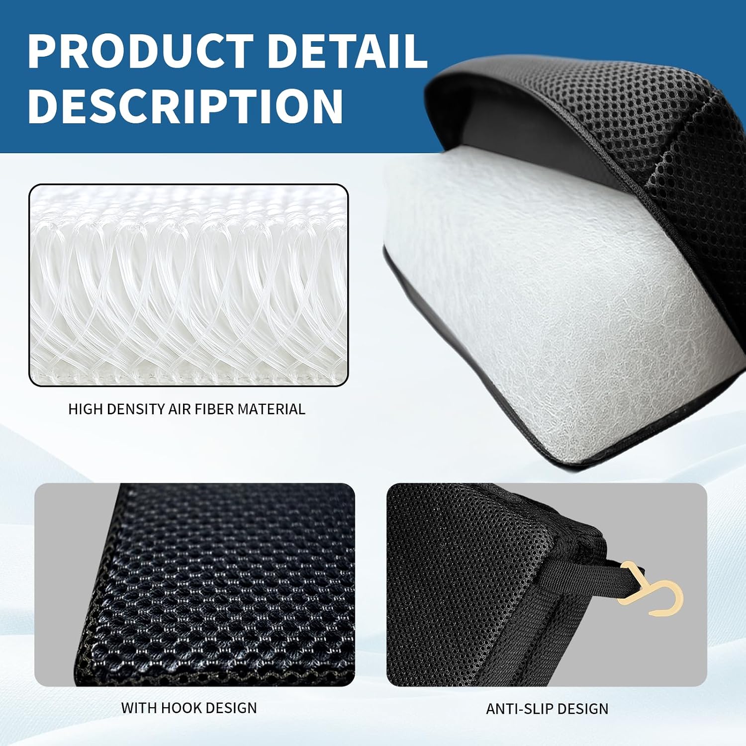 Shower Seat Cushion, Transfer Bench Cushion with Backrest, Soft Chair Pad for Elderly Bathing, Easy to Clean & Quick Dry, Using 4D air Fiber Material, Suitable for Shower Seats, Bathtub Bath image 4