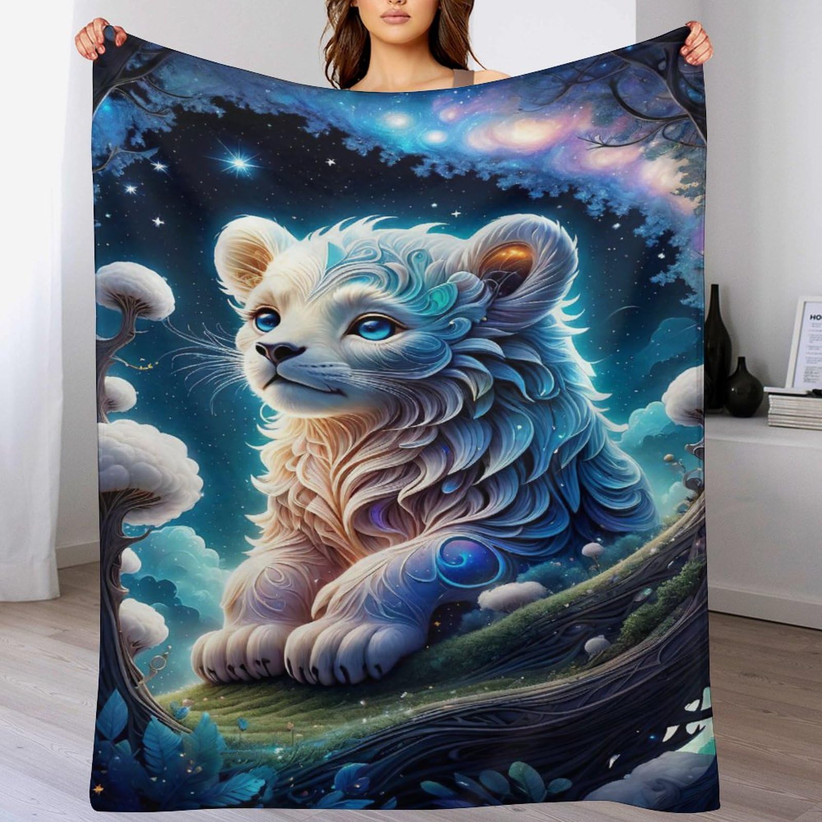 Couverture lion impression 3D une idée cadeau douce pour lit et canapé