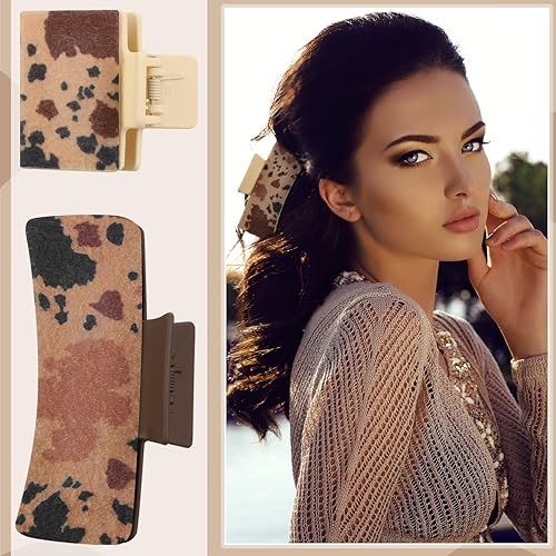 Miniatura 3 de Hotop 8 pinzas para el pelo de ganado de las tierras altas, pinzas de cuero occidental, horquillas grandes mate, cuadradas, florales, neutros,