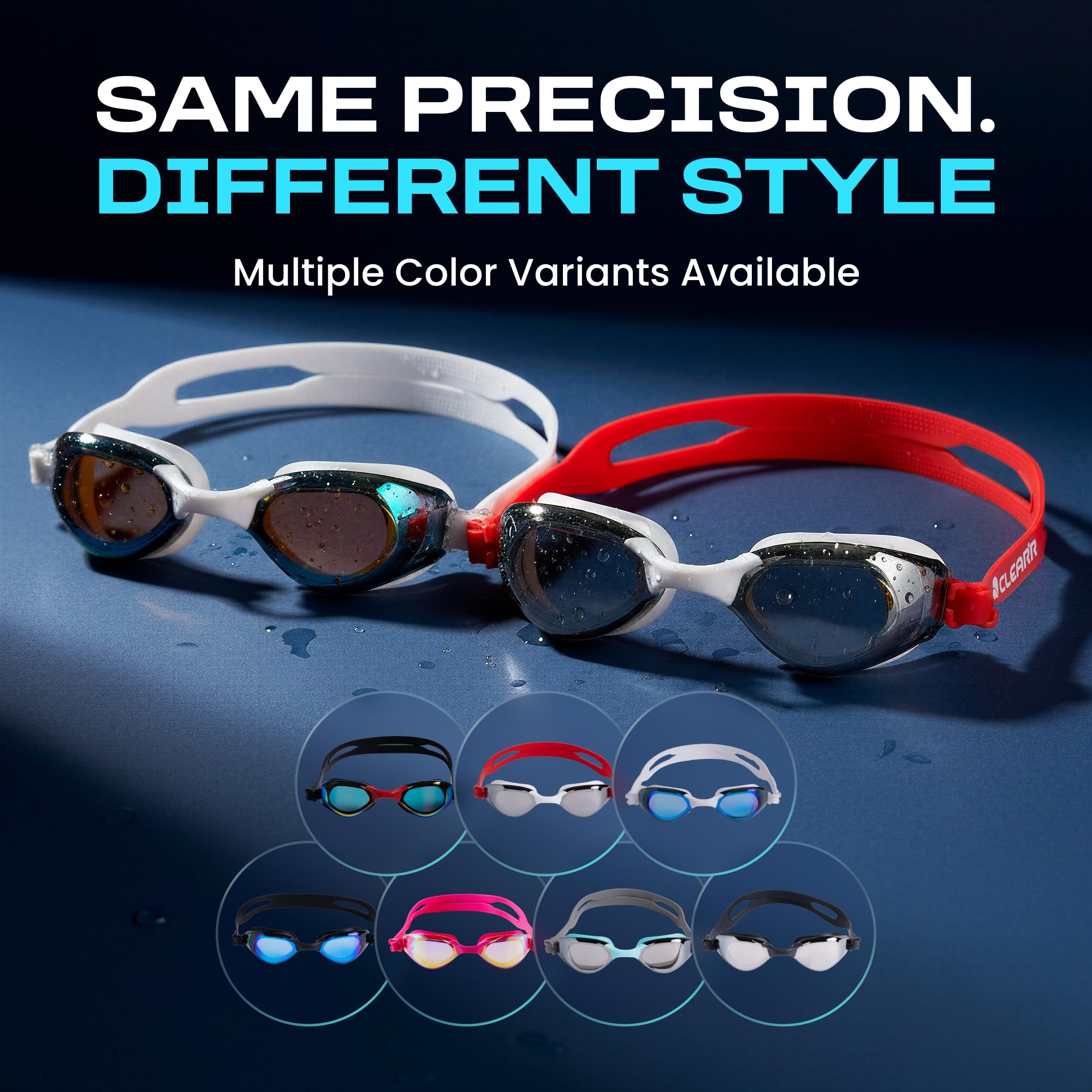 Clear'r Mako Schwimmbrille Erwachsene - Anti-Fog Beschichtung Schwimmbrille, UV-Schutz, komfortable einteilige weiche Rahmenbrille