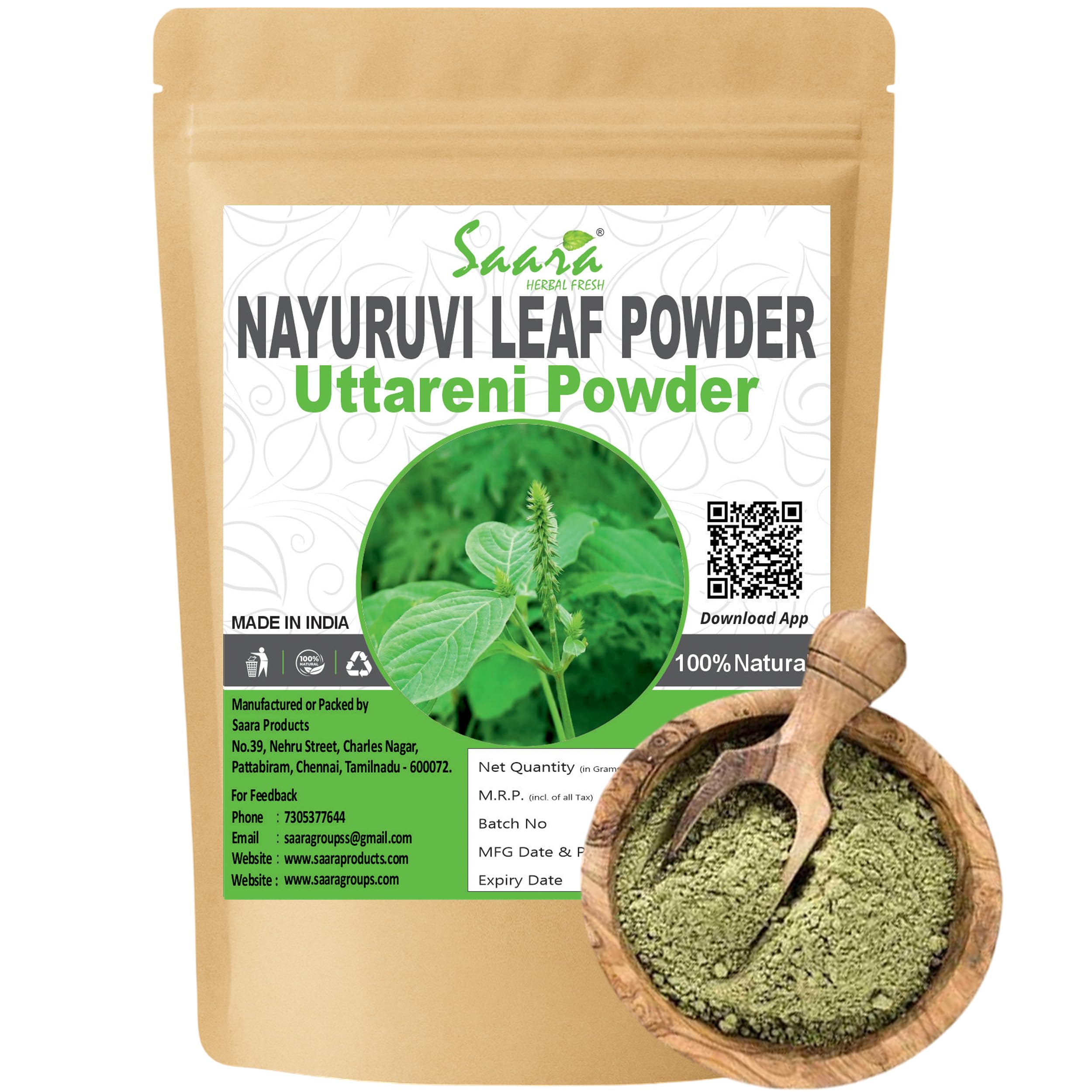 Nayuruvi leaf Powder, 100g, Uttareni Powder, Chaff Flower, Apamarga, Achyranthes Aspera, Chirchra Powder (Pack of 1 X 100g)