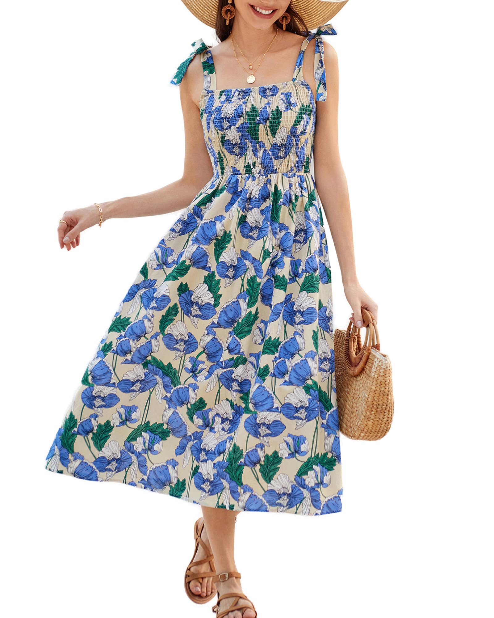Buy Wholesale China Vacation Beach Floral Print Spaghetti Strap A Line