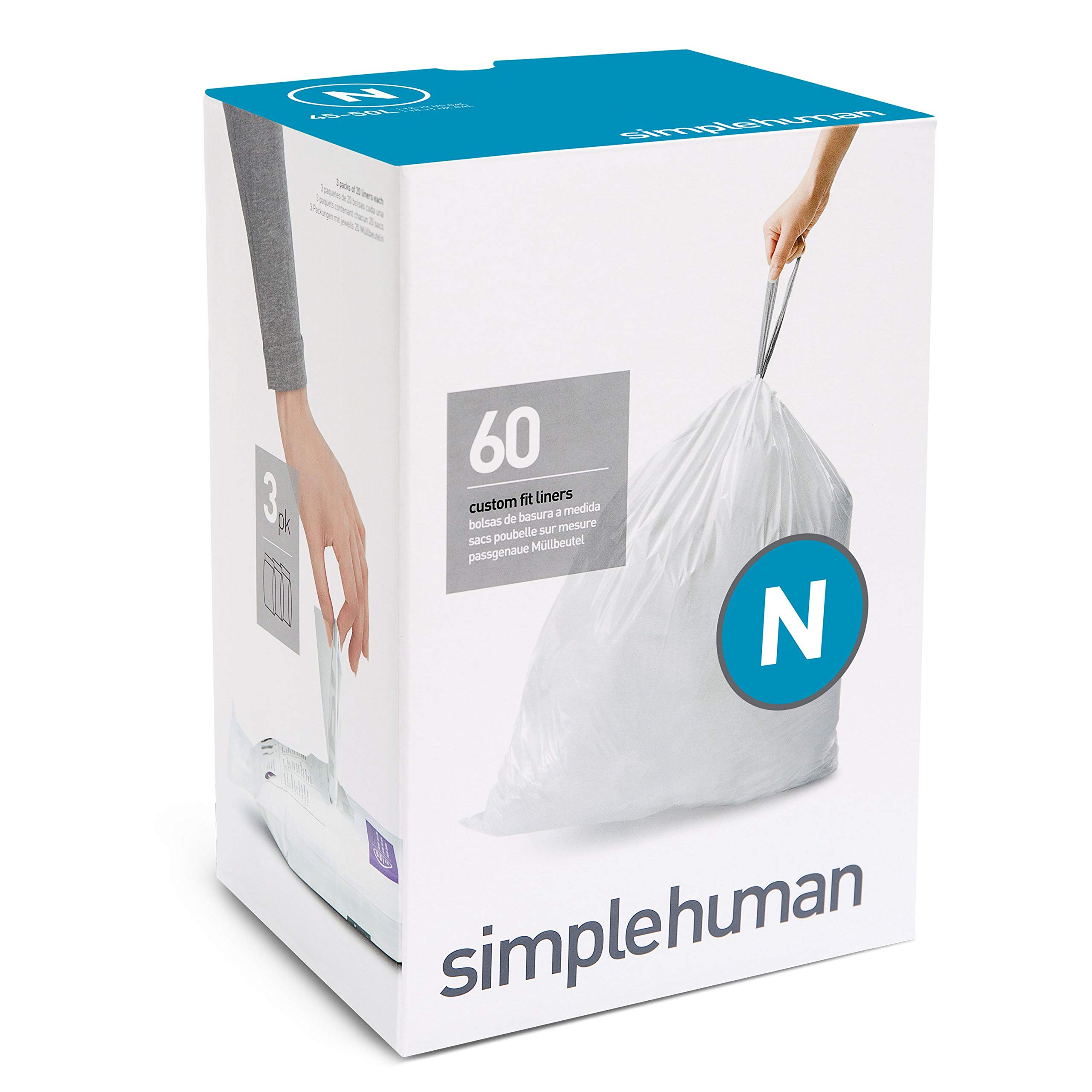 simplehumanCode N Plastic Custom Fit Bin Liner, White