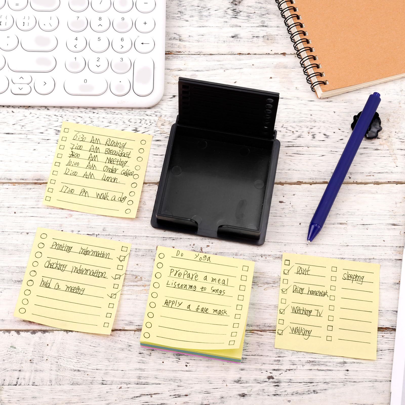 Sticky Note Stencil with Sticky Note, for 3x3 Inch Self-Sticky Notepad Sticky Note Holder with Template Sticky Note Organizer Dispenser for Desk Office Home School Supplies - Image 3