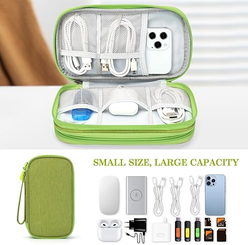 Vista 387 de FYY Organizador para cosas electrónicas, para viajes, para cables, cargadores, celular y auriculares, estuche portátil, impermeable, doble capa
