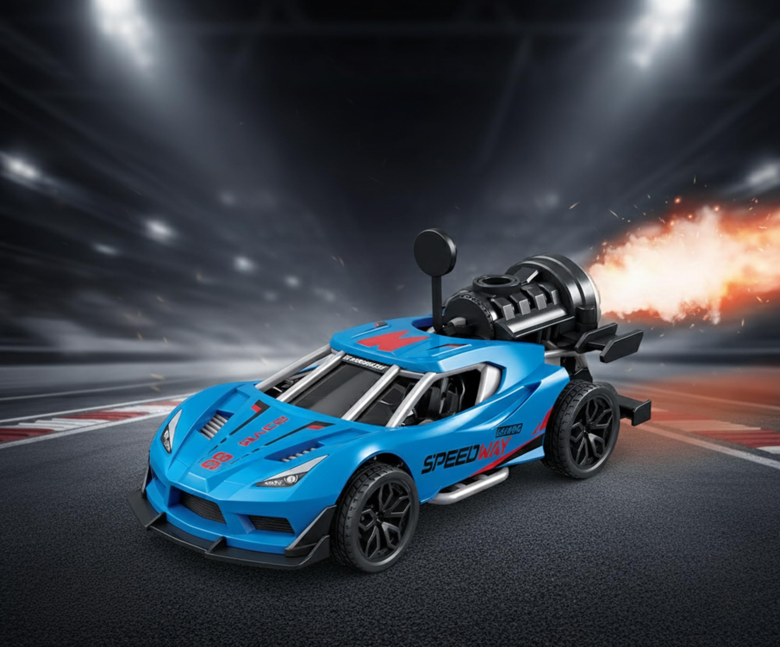 Spray Racing Stunt Car for Kids | Push & Go Rubber Tires Realistic Smoke Effect with Light Toy | Racing Car Toy for Boys | Best Gift for 3+ Year Boys, Multicolor