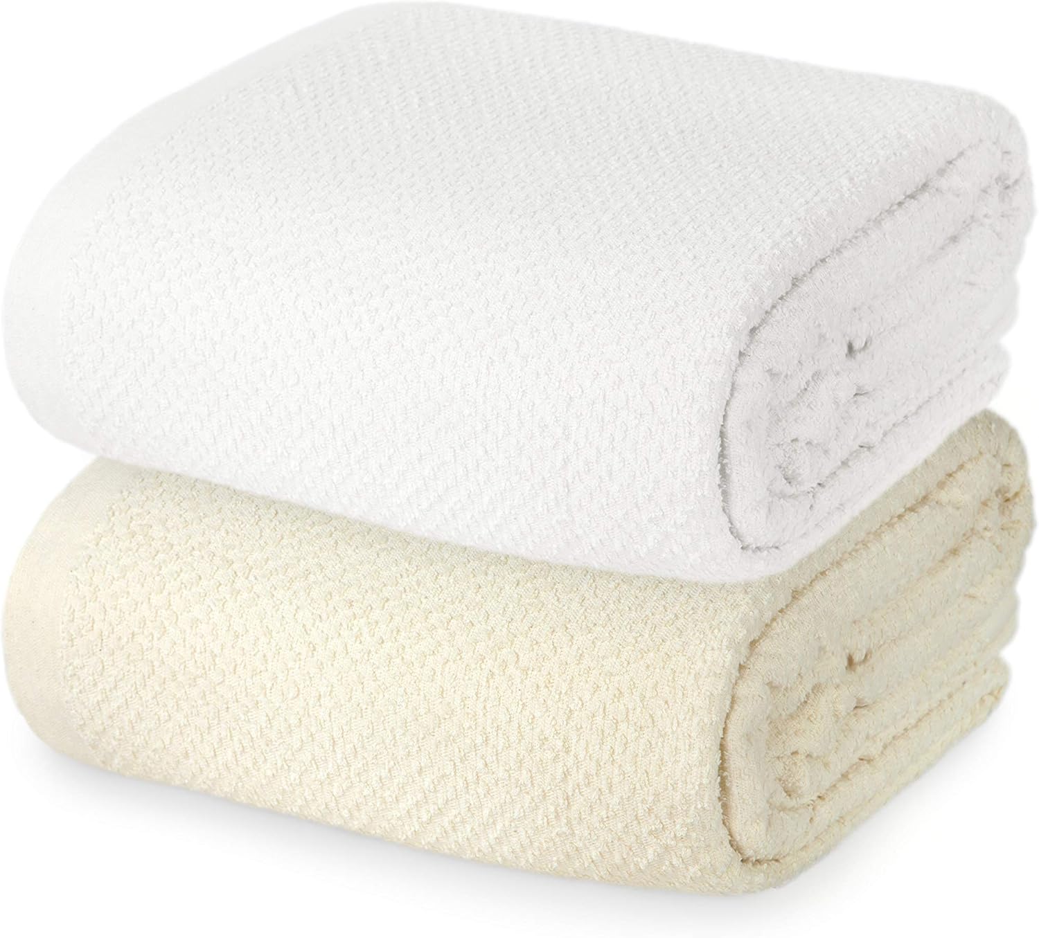 Crover Collection All Season Thermal Terry Lush Cotton Blanket with Deep Plain Edge Border Durable and Soft King Size 108"x90", White