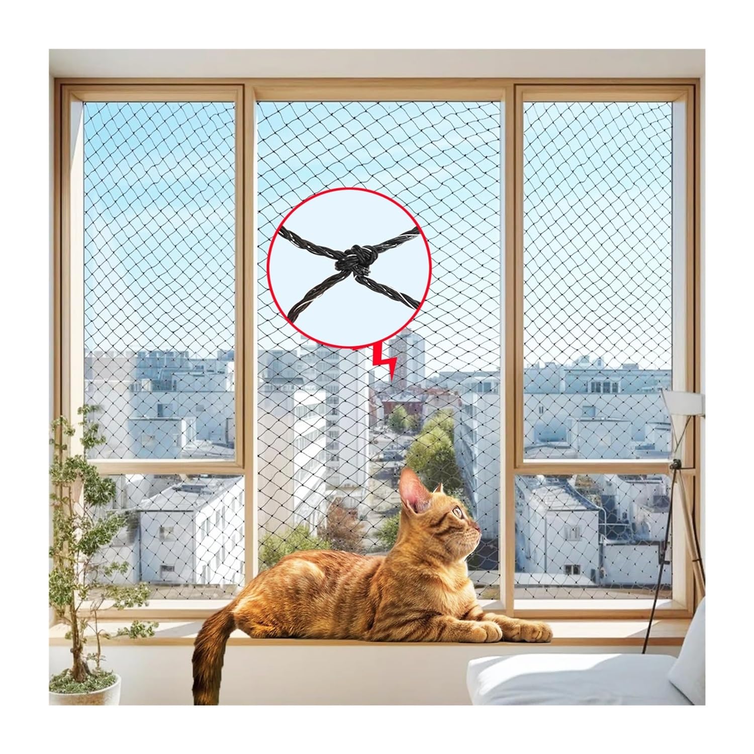 Rete for Gatti Rinforzata con Filo Metallico, Rete di Sicurezza anticaduta(3x8m)