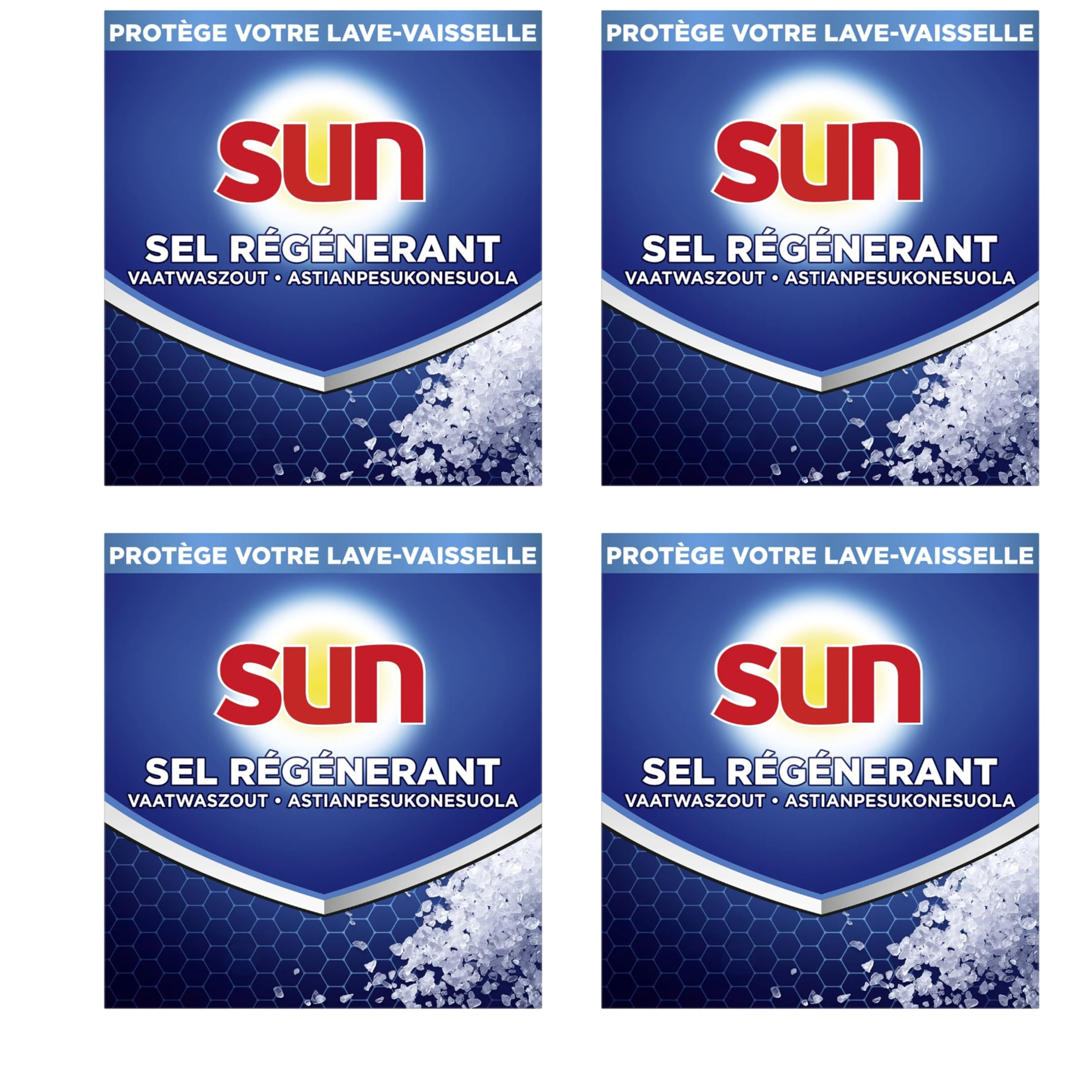 SUN CLASSIC - Sel Regénérant 1Kg pour lave-vaisselle - Lot de 4 - Offre économique