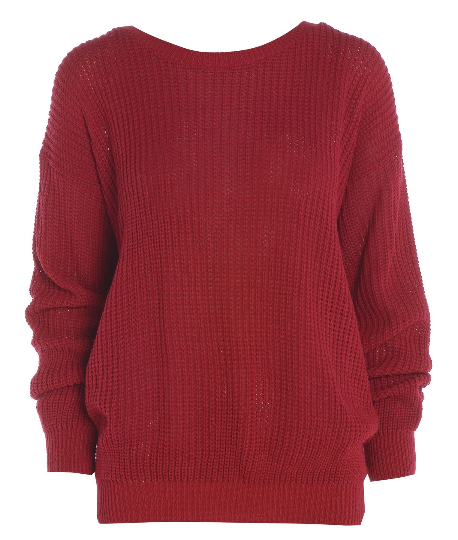 Trends Fashions Women's Red Plain Colour Baggy Jumper, Uk 12-14