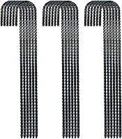 Heavy Duty 16 Inch J-Hook Rebar Stakes - Rust Proof Steel Ground Anchors for Tents, Trampolines, Canopies (8 Pack)