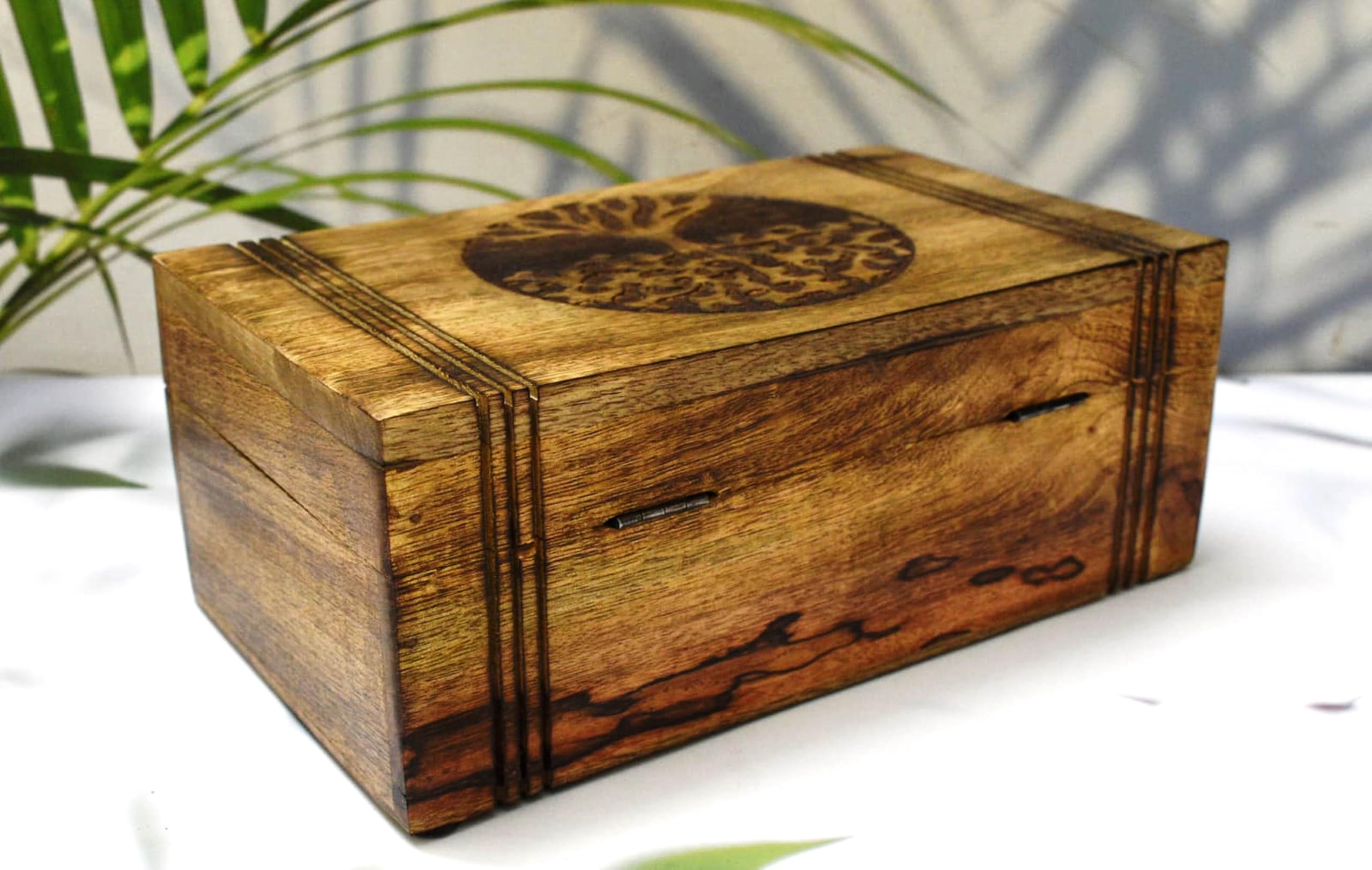 Teebox aus Holz – Teebox für Teebeutel Organizer – Gravierte Teetruhe aus Hartholz mit 6 Fächern – Tee-Aufbewahrungsbox Multifunktional – Holz Teebox Organizer – 25,4 x 15,2 cm (6 Fächer)