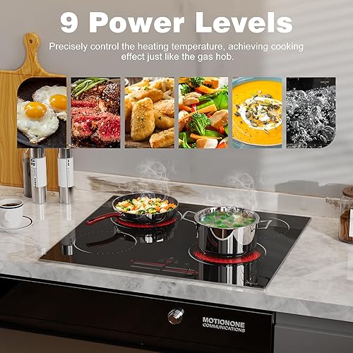 Miniatura 3 de Hobsir - Placa eléctrica de 4 quemadores, estufa eléctrica radiante de 24 pulgadas, estufa de cerámica integrada con control deslizante,