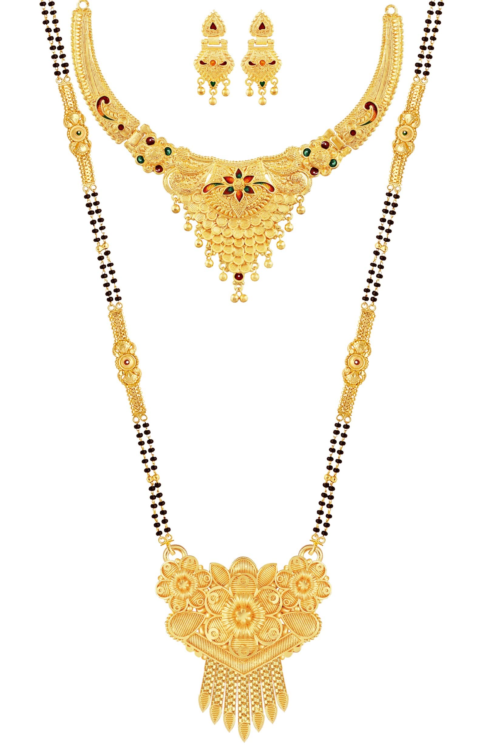 Mansiyaorange Combo Of Black Beads Mangalsutra Tanmaniya Nallapuasalu And Golden Necklace Jewelery/Imitation/Jualry Set/Jwellry Set/Jewellery Set For Women (B09PBDHKK1) Amazon Price History, Amazon Price Tracker