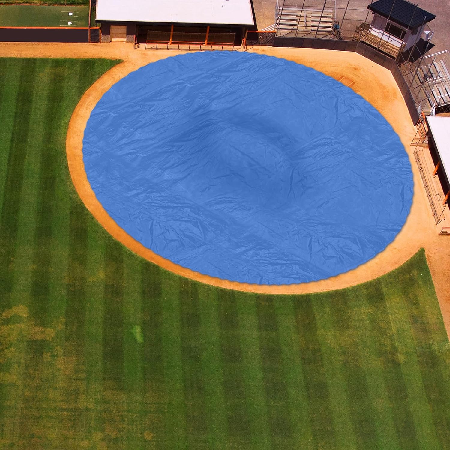 Seenelling 18ft Portable Pitching Mounds for Baseball Sports Spot Round Rain Cover Pitching Mound Baseball Plates for Field with 16 Pcs u Shape Ground Nail for Baseball Field Protect