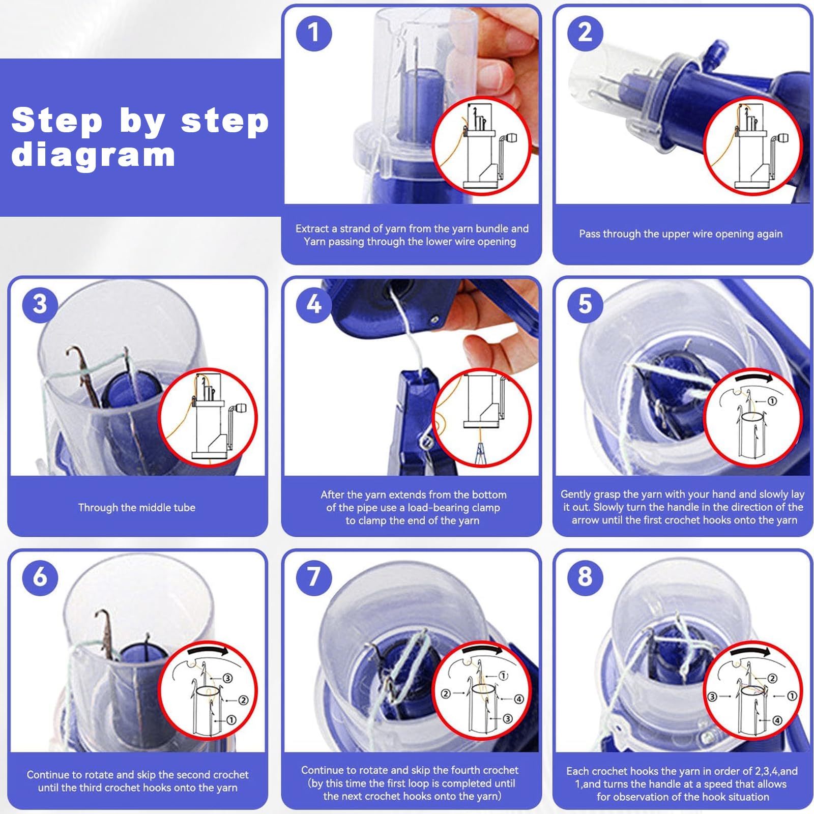 Macchina da Maglieria Manuale, Mini Macchina da Maglieria Manuale in Plastica, Macchina da Maglieria A Mano per Calze, Gioielli, Braccialetti, Cappelli, Fai da Te (Blu Navy)