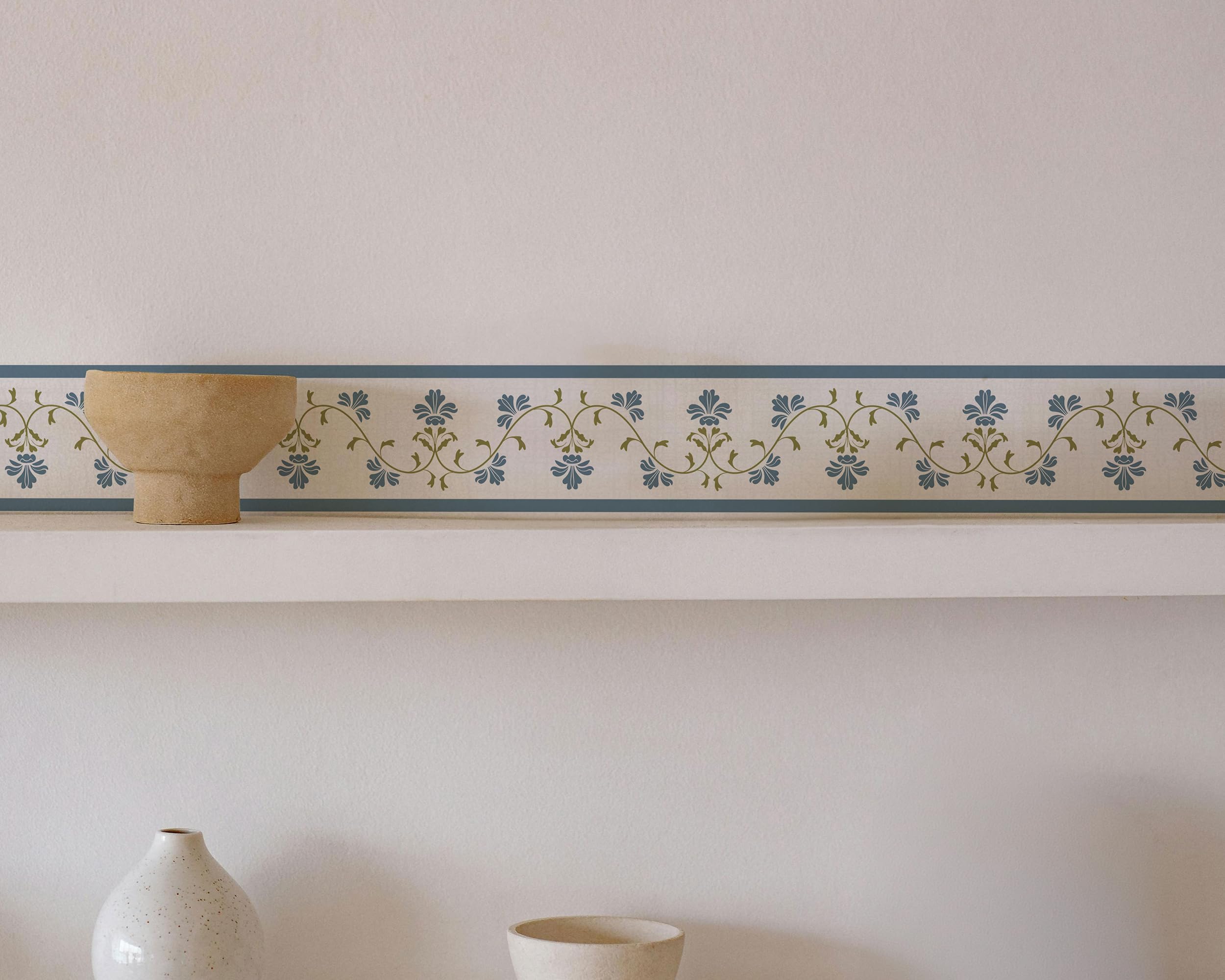 Floral Euphoria Peel-and-Stick Decorative Bands for Kitchen, Bathroom, Furniture, Doors, Floors & More, 48 × 5 Inch, Matte & Durable (Blue)-image-33